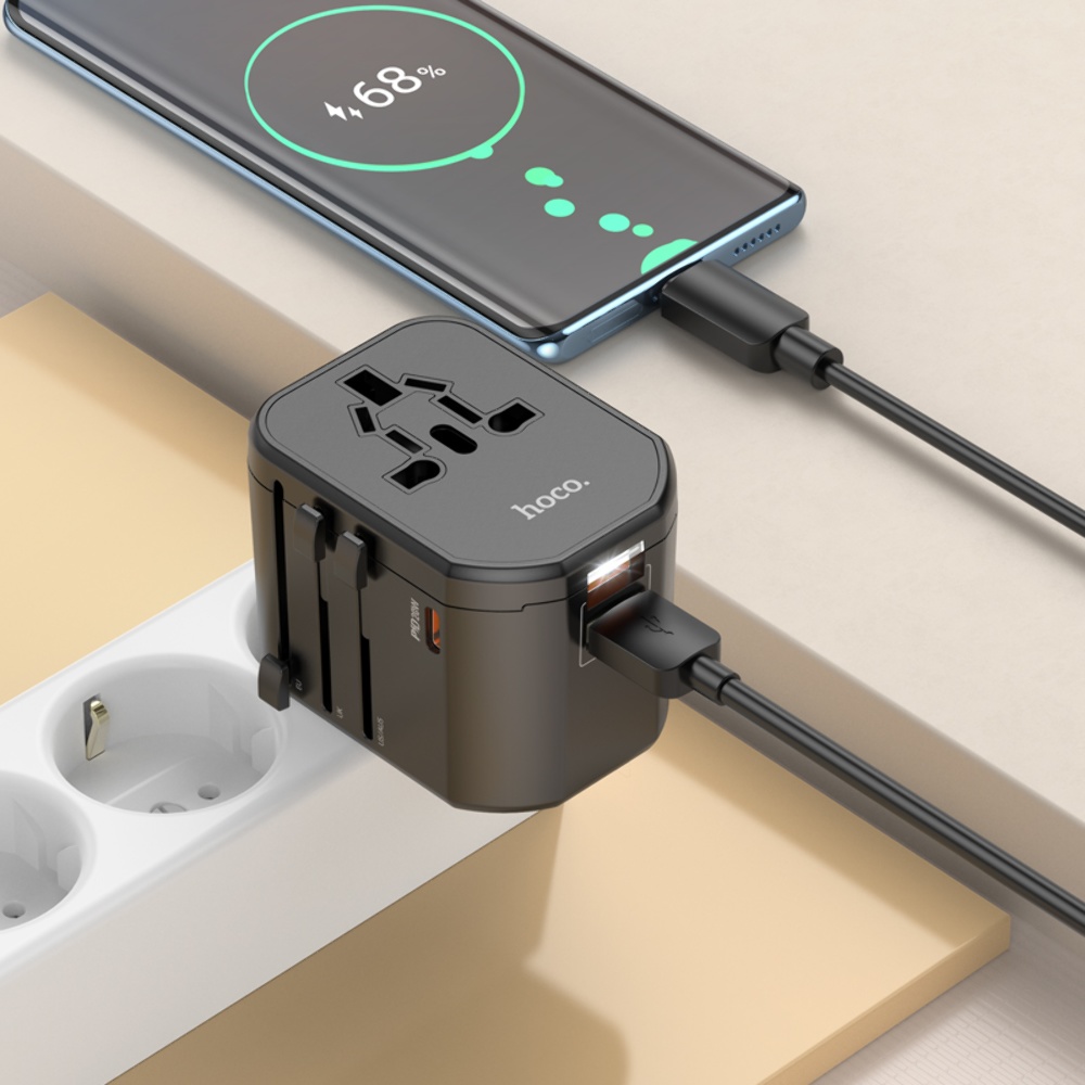 Сетевое зарядное устройство Hoco AC15 2 USB/ Type-C 20W черное