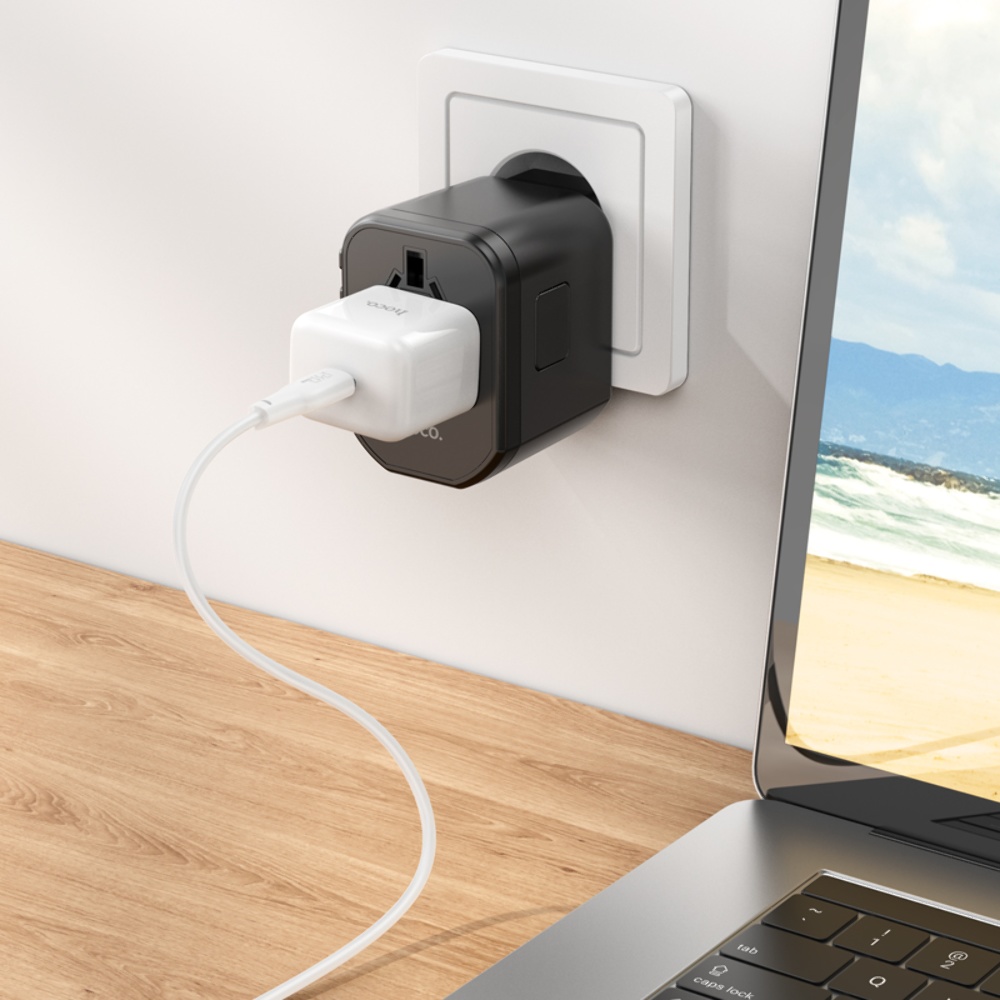 Сетевое зарядное устройство Hoco AC15 2 USB/ Type-C 20W черное