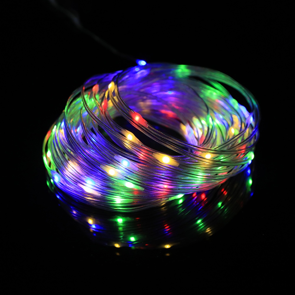 Светодиодная гирлянда USB RGB, 10 м, 100 светодиодов, 8 режимов, с пультом