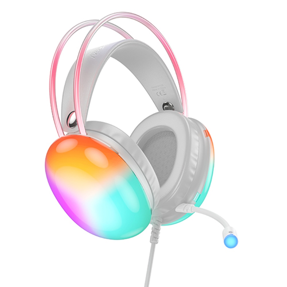 Наушники накладные Hoco W109 игровые с LED подсветкой Jack 3.5 white