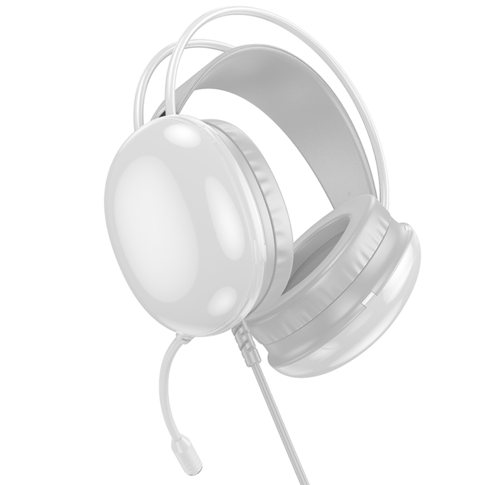 Наушники накладные Hoco W109 игровые с LED подсветкой Jack 3.5 white