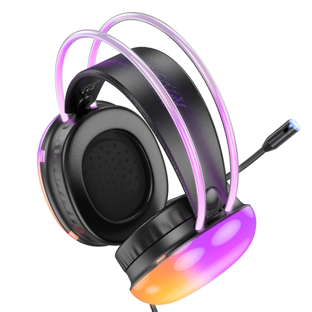 Наушники накладные Hoco W109 игровые с LED подсветкой Jack 3.5 black