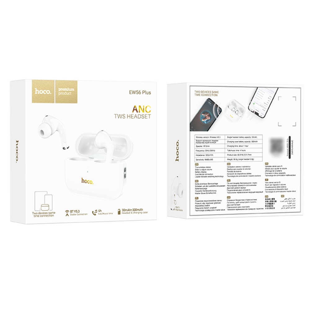 Беспроводные TWS наушники Hoco EW56 Plus вакуумные white