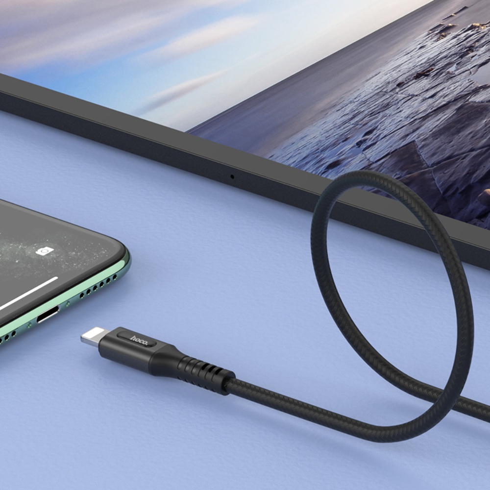 Кабель Hoco U79 с индикатором USB to Lightning 1.2m black