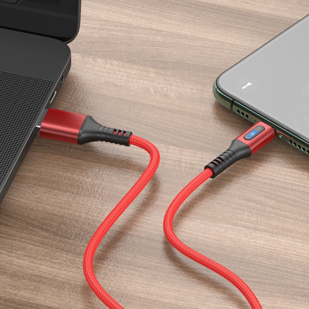 Кабель Hoco U79 с индикатором USB to Lightning 1.2m red