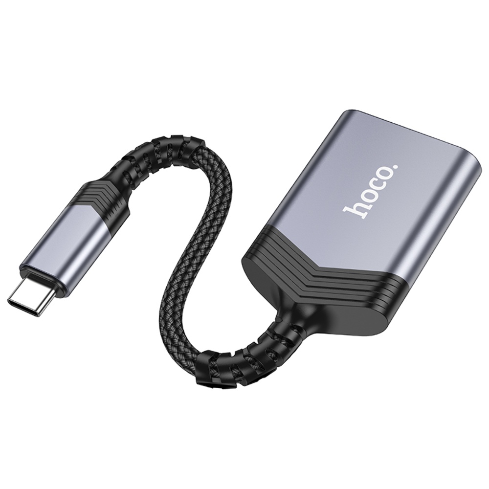 Адаптер переходник Hoco UA25 2в1 card reader Type-C серый