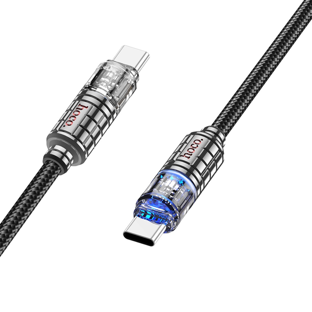 Кабель Hoco U122 с индикатором Type-C to Type-C PD 60W 1.2m black