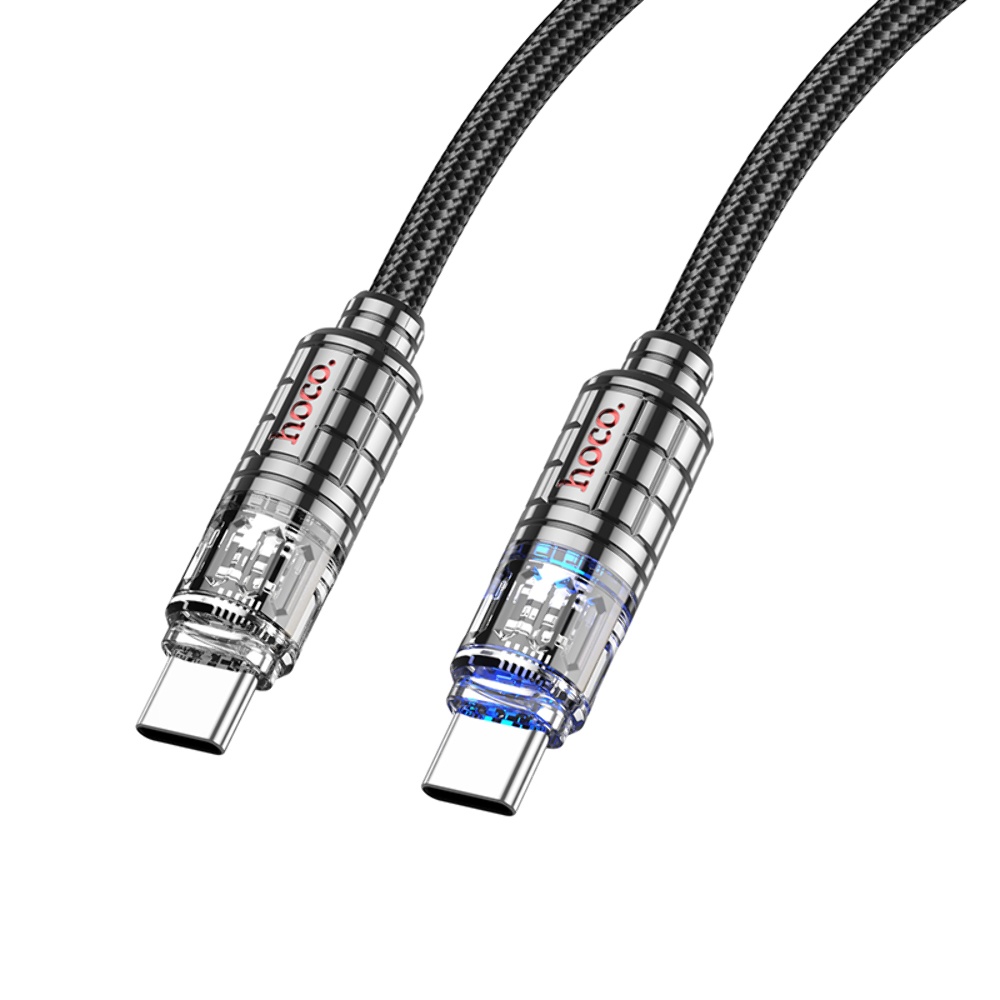 Кабель Hoco U122 с индикатором Type-C to Type-C PD 60W 1.2m black