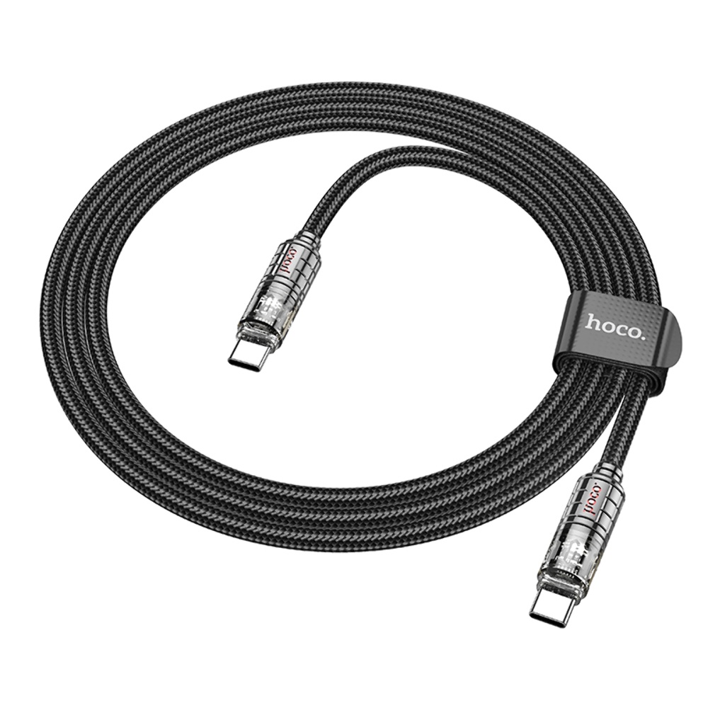 Кабель Hoco U122 с индикатором Type-C to Type-C PD 60W 1.2m black