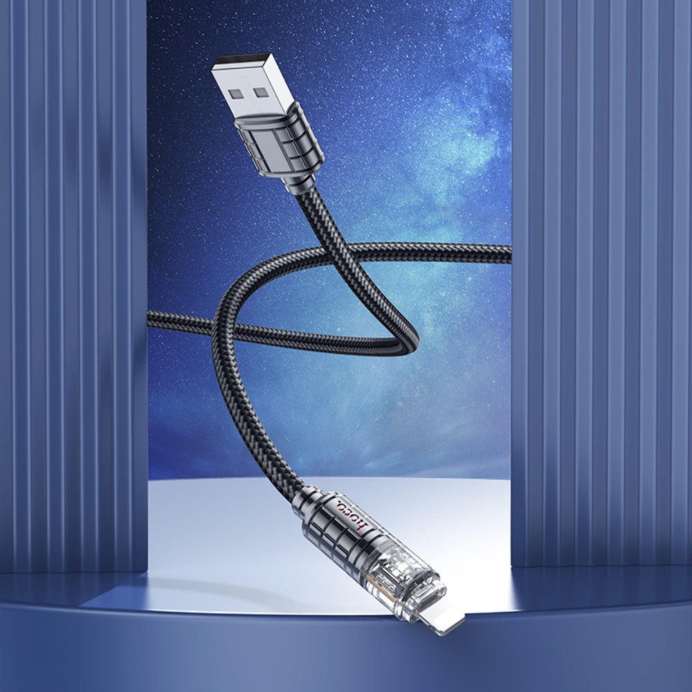 Кабель Hoco U122 с индикатором USB to Lightning 1.2m black
