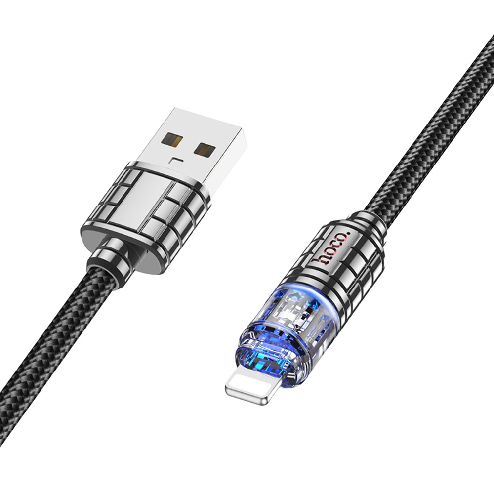 Кабель Hoco U122 с индикатором USB to Lightning 1.2m black