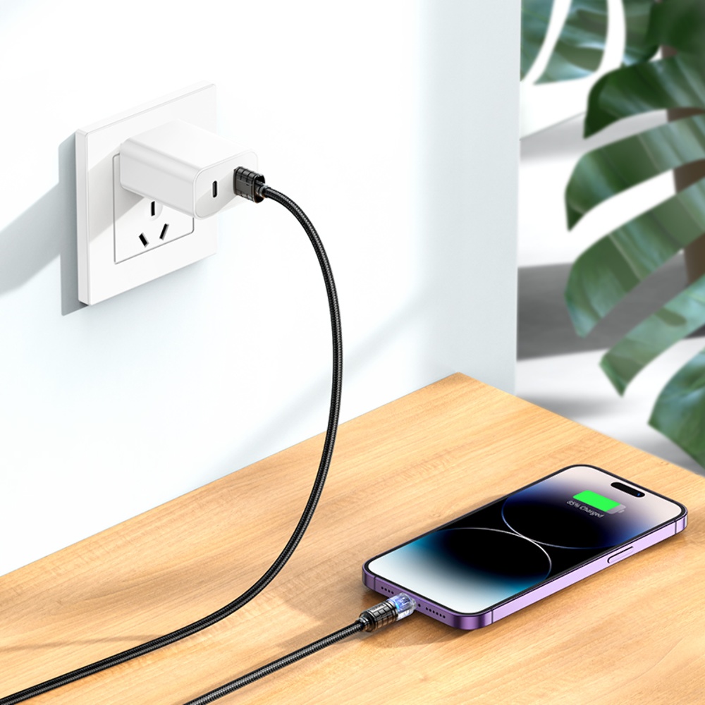Кабель Hoco U122 с индикатором USB to Lightning 1.2m black