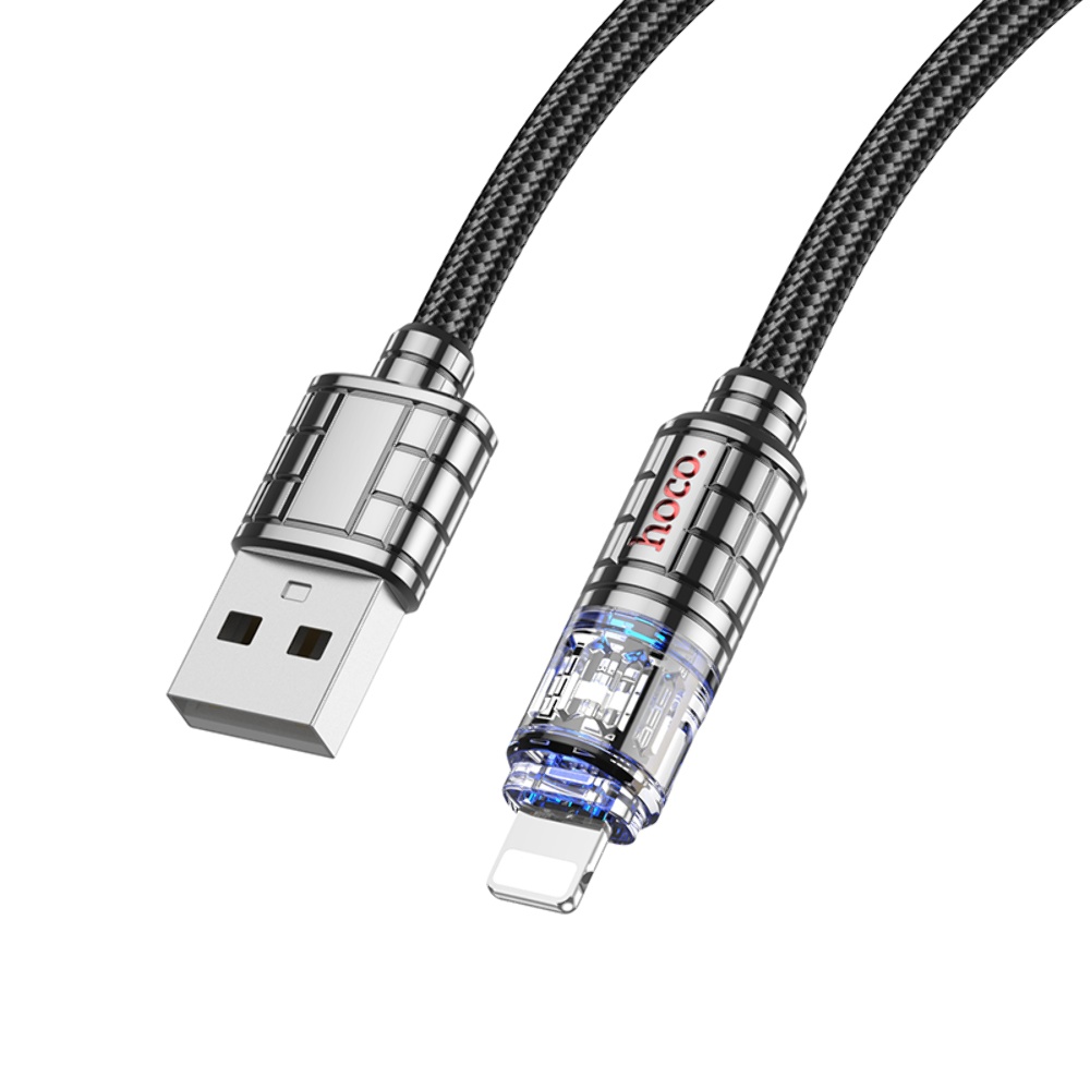 Кабель Hoco U122 с индикатором USB to Lightning 1.2m black