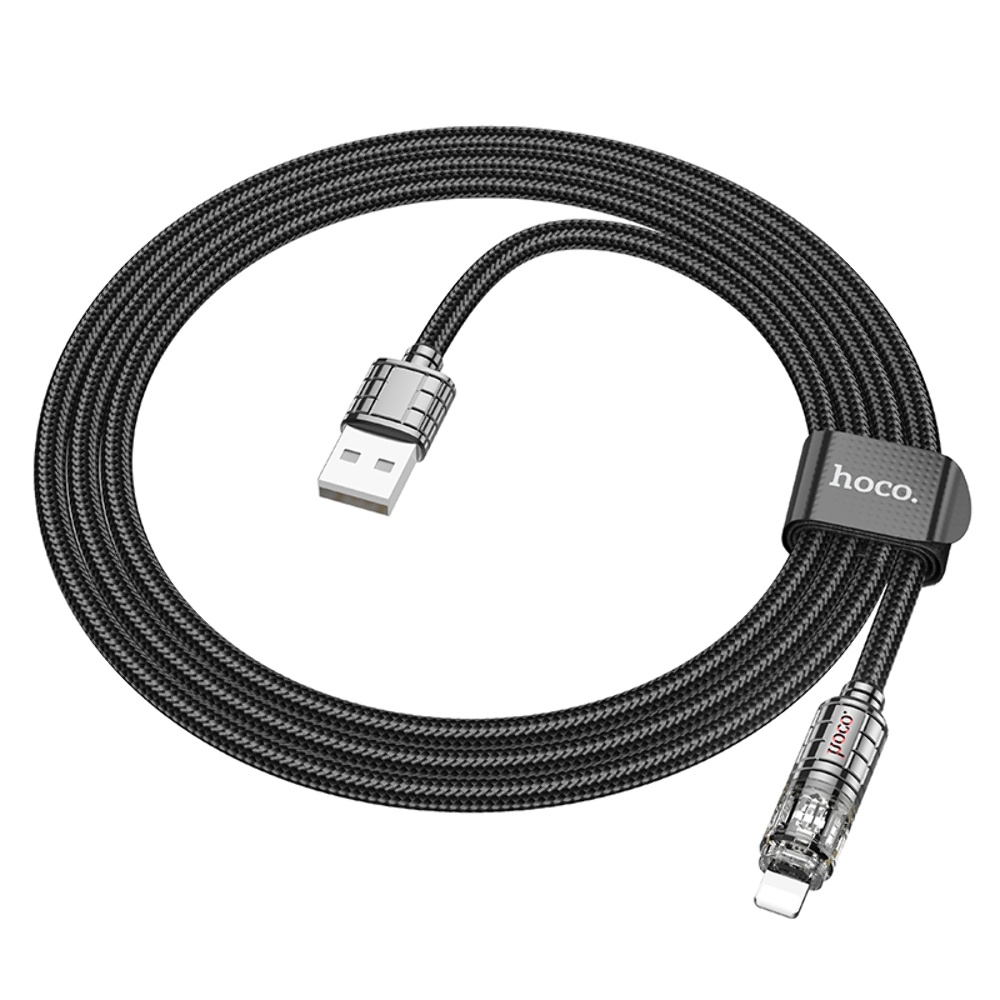 Кабель Hoco U122 с индикатором USB to Lightning 1.2m black