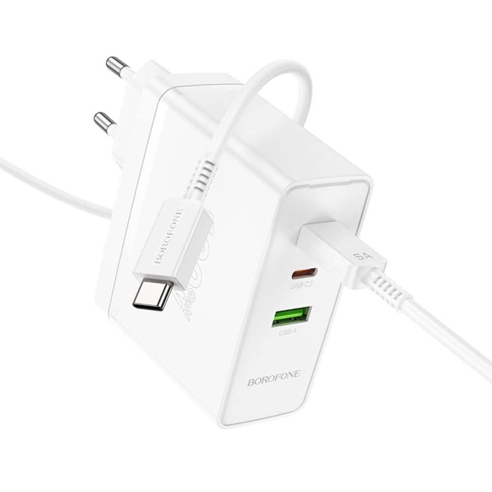 Сетевое зарядное устройство Borofone BN11 USB/ 2 Type-C PD 100W белое + кабель Type-C to Type-C