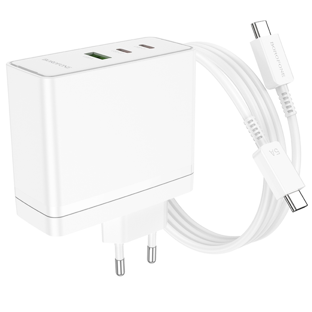 Сетевое зарядное устройство Borofone BN11 USB/ 2 Type-C PD 100W белое + кабель Type-C to Type-C