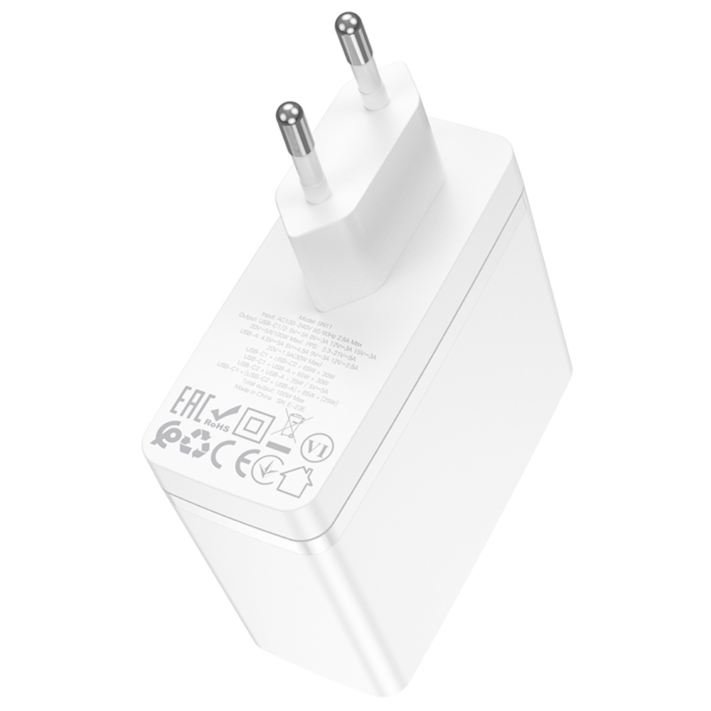 Сетевое зарядное устройство Borofone BN11 USB/ 2 Type-C PD 100W белое