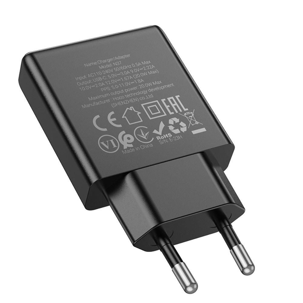 Сетевое зарядное устройство Hoco N37 Type-C PD 20W черное