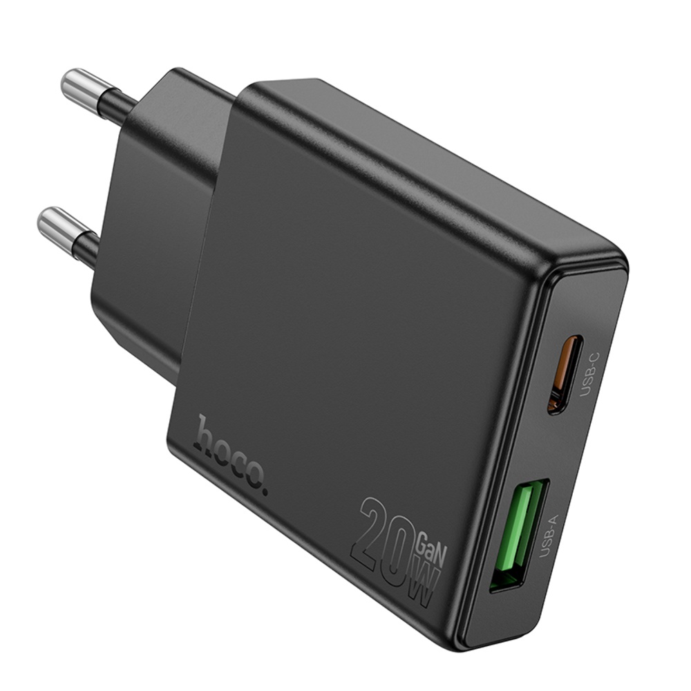 Сетевое зарядное устройство Hoco N38 USB/ Type-C QC PD 20W черное
