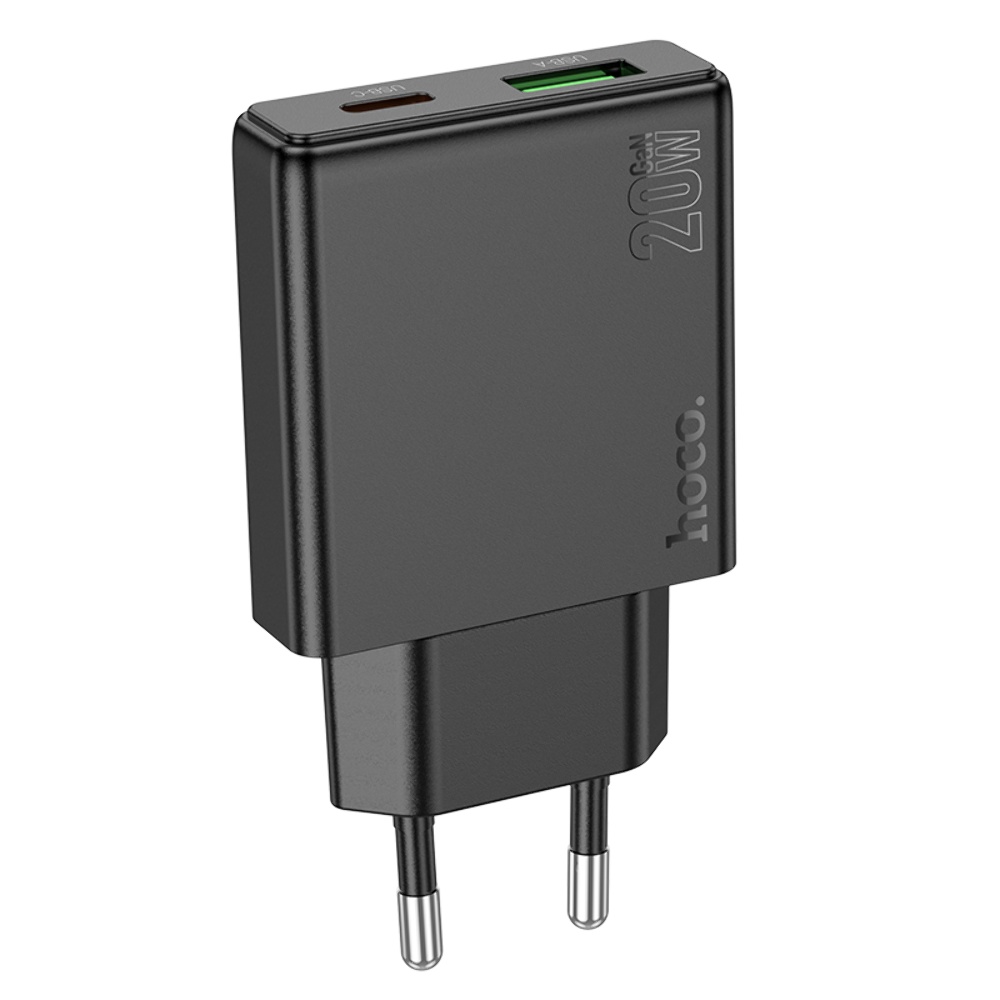 Сетевое зарядное устройство Hoco N38 USB/ Type-C QC PD 20W черное