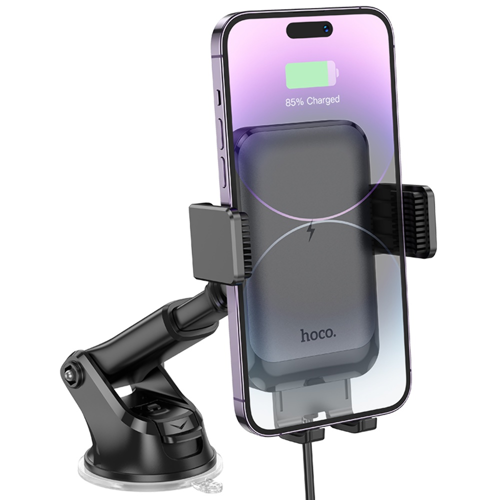 Автодержатель Hoco HW9 с беспроводной зарядкой 15W black gray