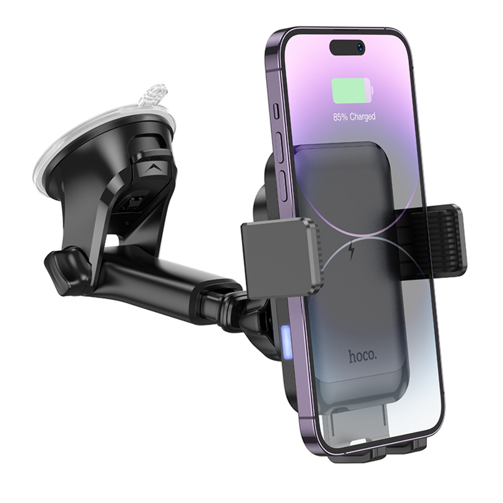 Автодержатель Hoco HW9 с беспроводной зарядкой 15W black gray