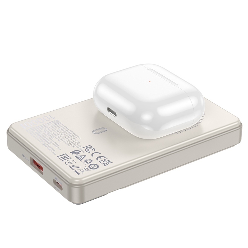 Power bank Hoco Q18 10000mAh PD 22.5W магнитный с функцией беспроводной зарядки белый