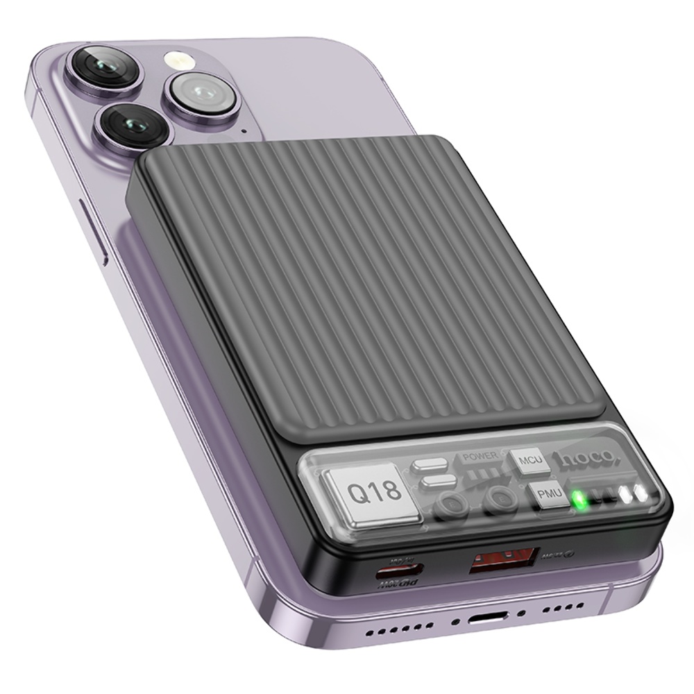 Power bank Hoco Q18 10000mAh PD 22.5W магнитный с функцией беспроводной зарядки черный