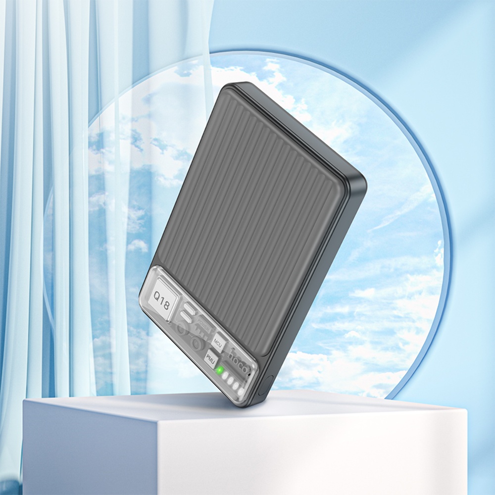 Power bank Hoco Q18 10000mAh PD 22.5W магнитный с функцией беспроводной зарядки черный