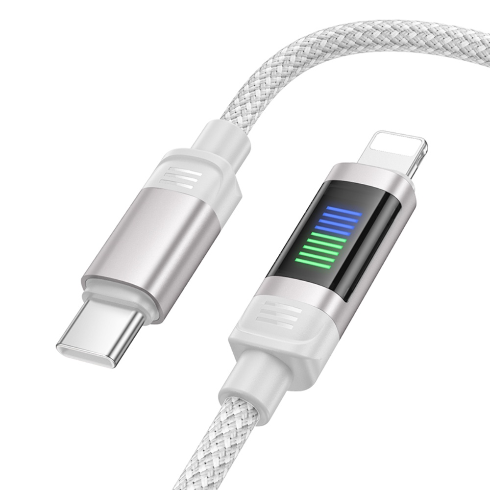 Кабель Hoco U126 с индикатором Type-C to Lightning PD 27W 1.2m grey