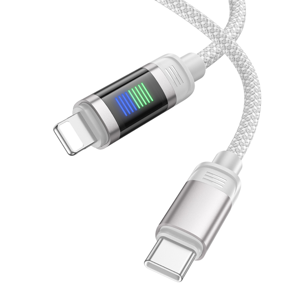 Кабель Hoco U126 с индикатором Type-C to Lightning PD 27W 1.2m grey
