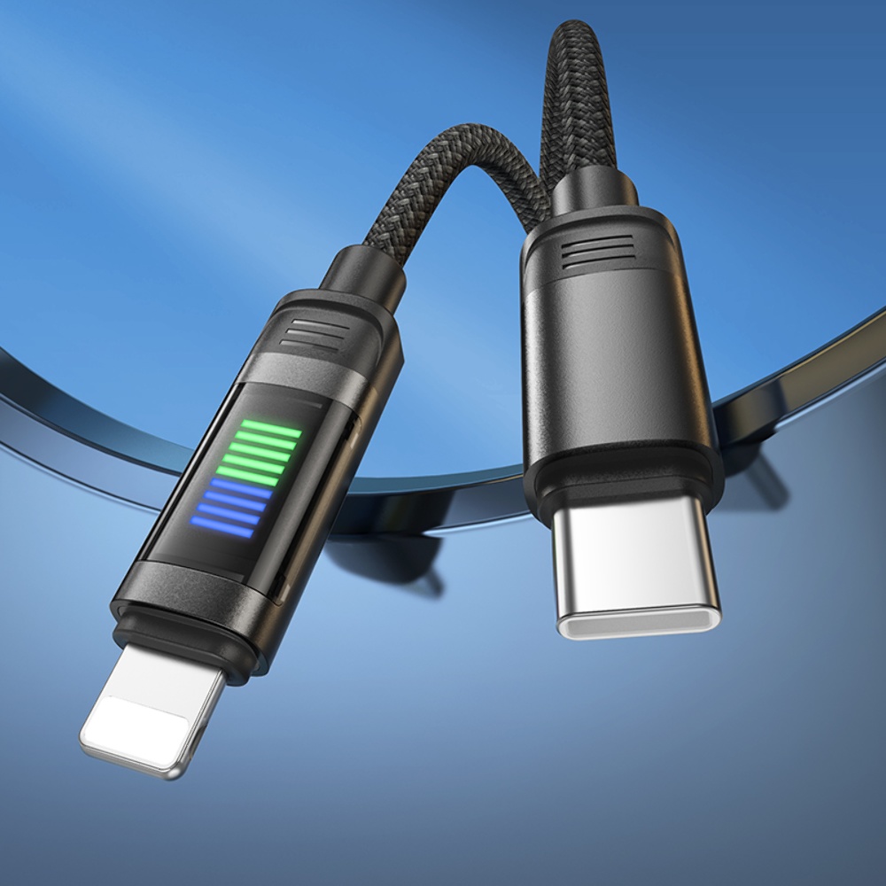 Кабель Hoco U126 с индикатором Type-C to Lightning PD 27W 1.2m black