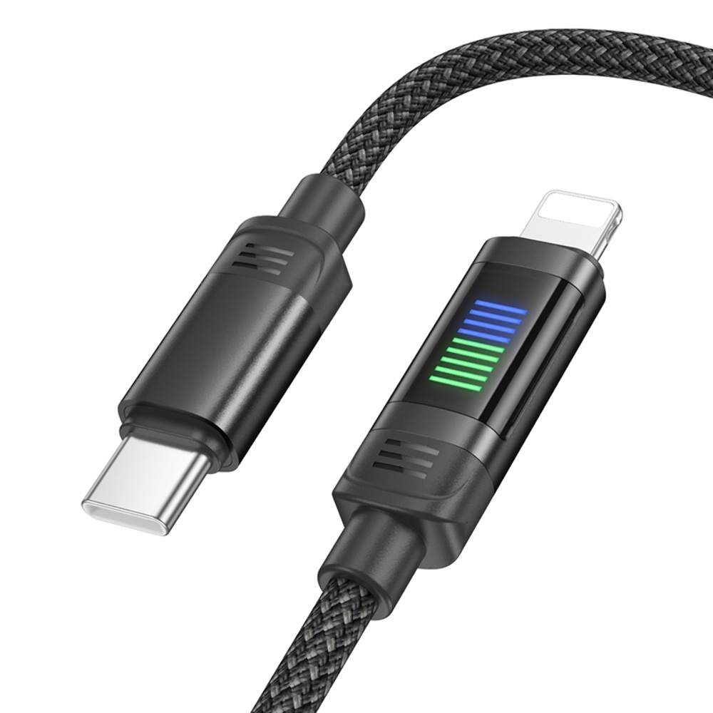 Кабель Hoco U126 с индикатором Type-C to Lightning PD 27W 1.2m black