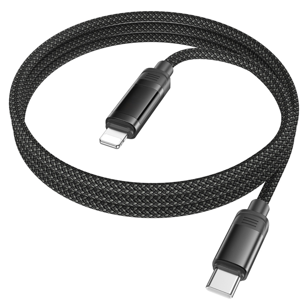Кабель Hoco U126 с индикатором Type-C to Lightning PD 27W 1.2m black