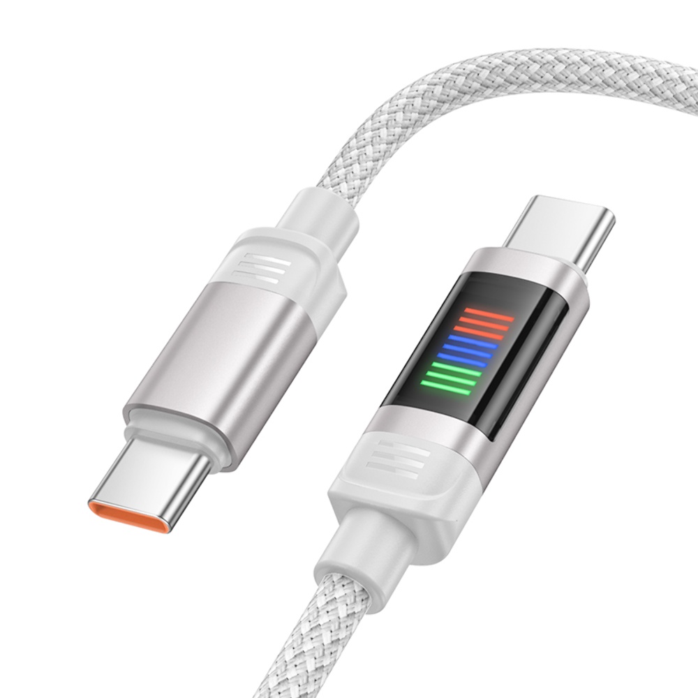 Кабель Hoco U126 с индикатором Type-C to Type-C PD 100W 1.2m grey