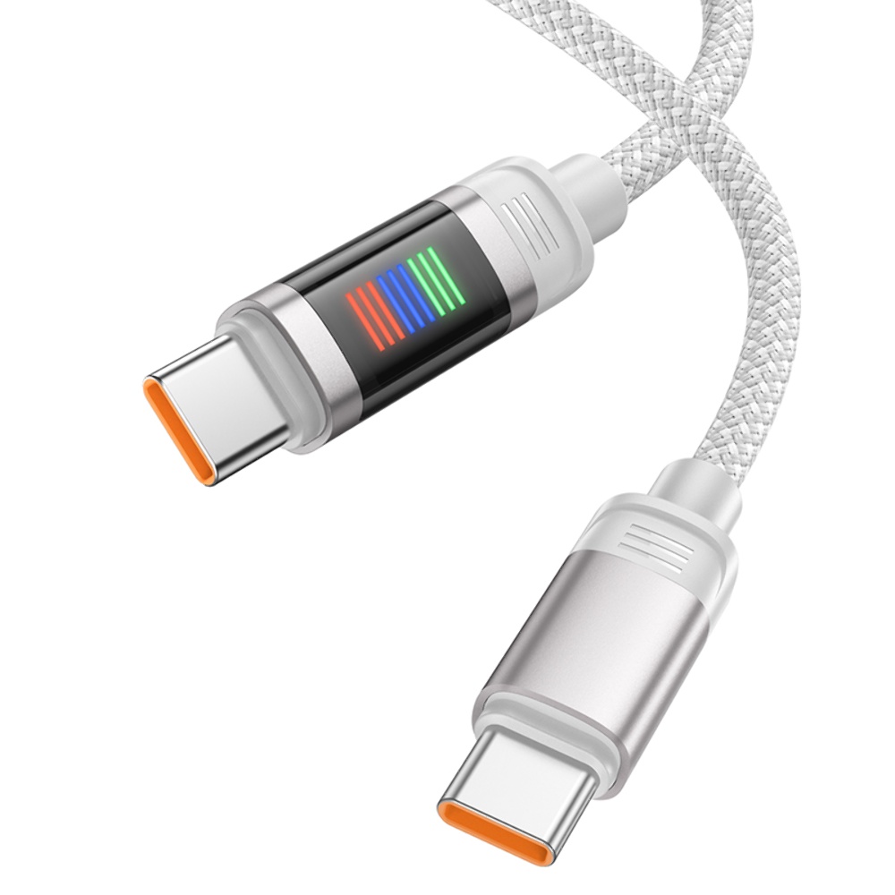 Кабель Hoco U126 с индикатором Type-C to Type-C PD 100W 1.2m grey