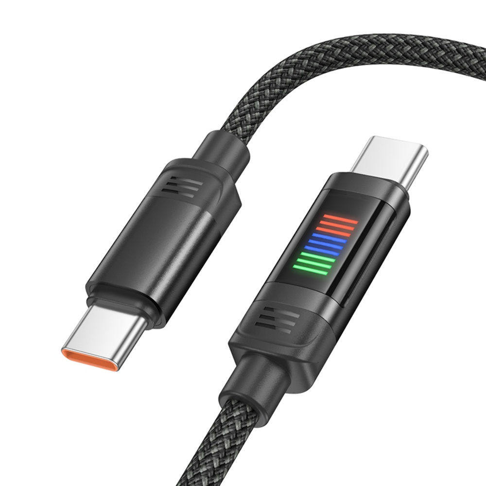 Кабель Hoco U126 с индикатором Type-C to Type-C PD 100W 1.2m black