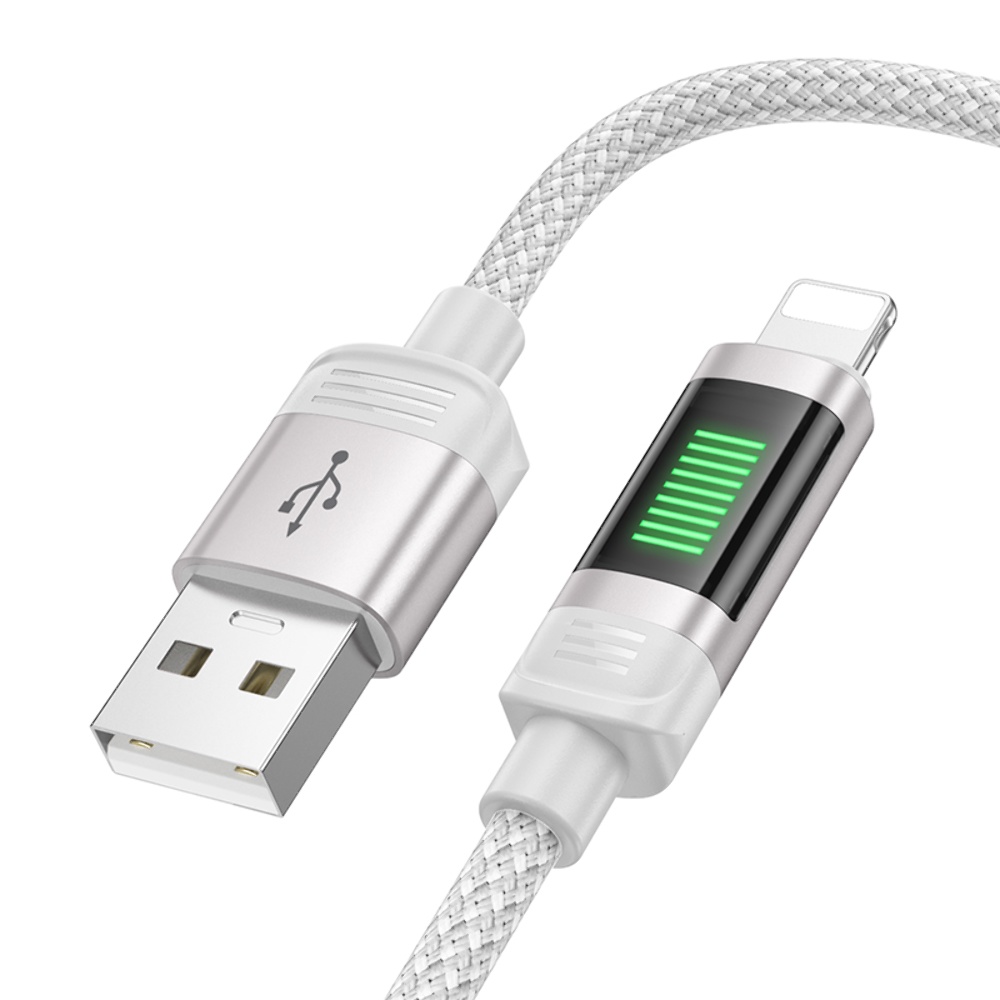 Кабель Hoco U126 с индикатором USB to Lightning 1.2m grey