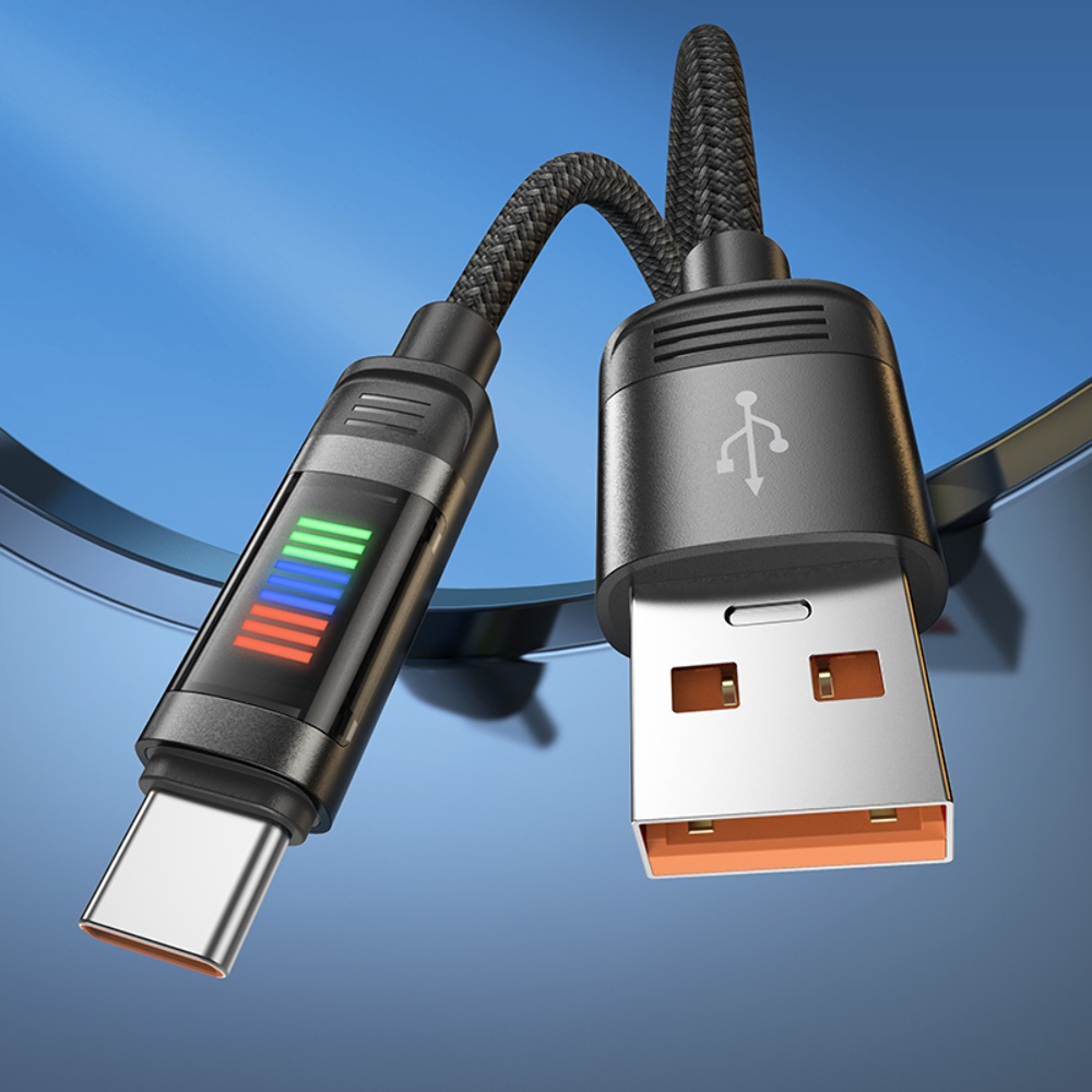 Кабель Hoco U126 с индикатором USB to Type-C QC 27W 1.2m black