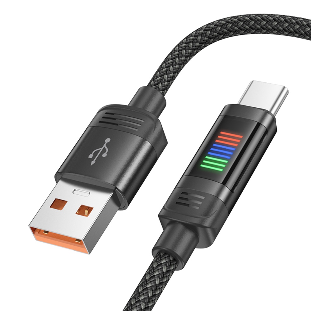 Кабель Hoco U126 с индикатором USB to Type-C QC 27W 1.2m black