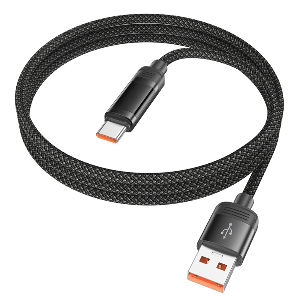 Кабель Hoco U126 с индикатором USB to Type-C QC 27W 1.2m black