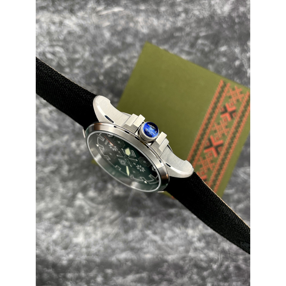 Awarder Embroidery Silver-Army Green Black Battery 10ATM