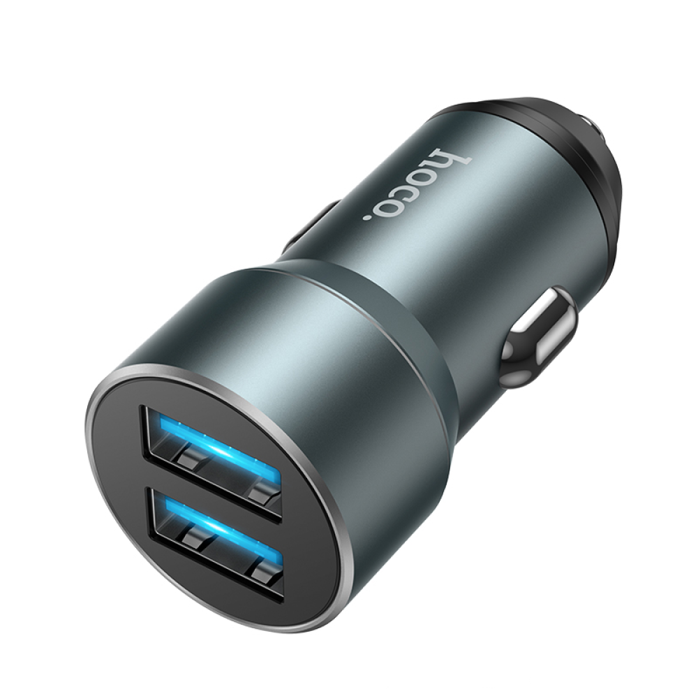 Автомобильное зарядное устройство Hoco DZ17 2 USB серое
