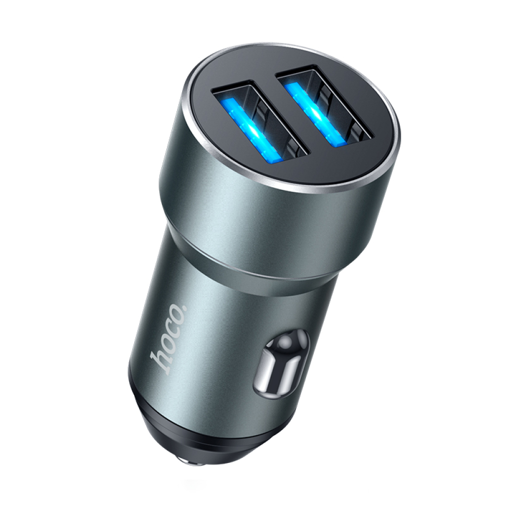 Автомобильное зарядное устройство Hoco DZ17 2 USB серое