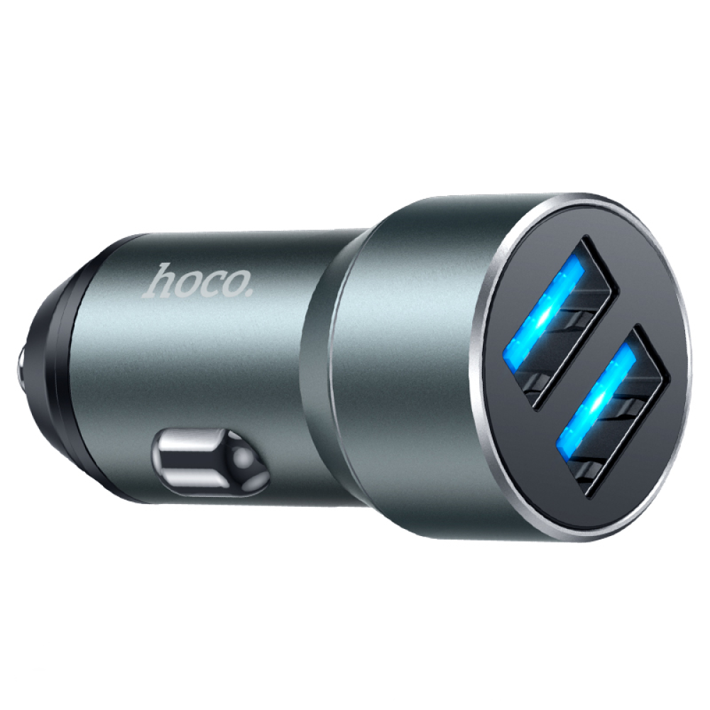 Автомобильное зарядное устройство Hoco DZ17 2 USB серое