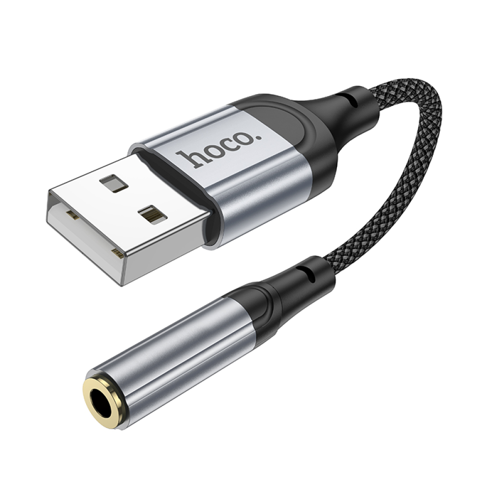 Адаптер переходник Hoco LS36 USB to Jack 3.5 (F) черный
