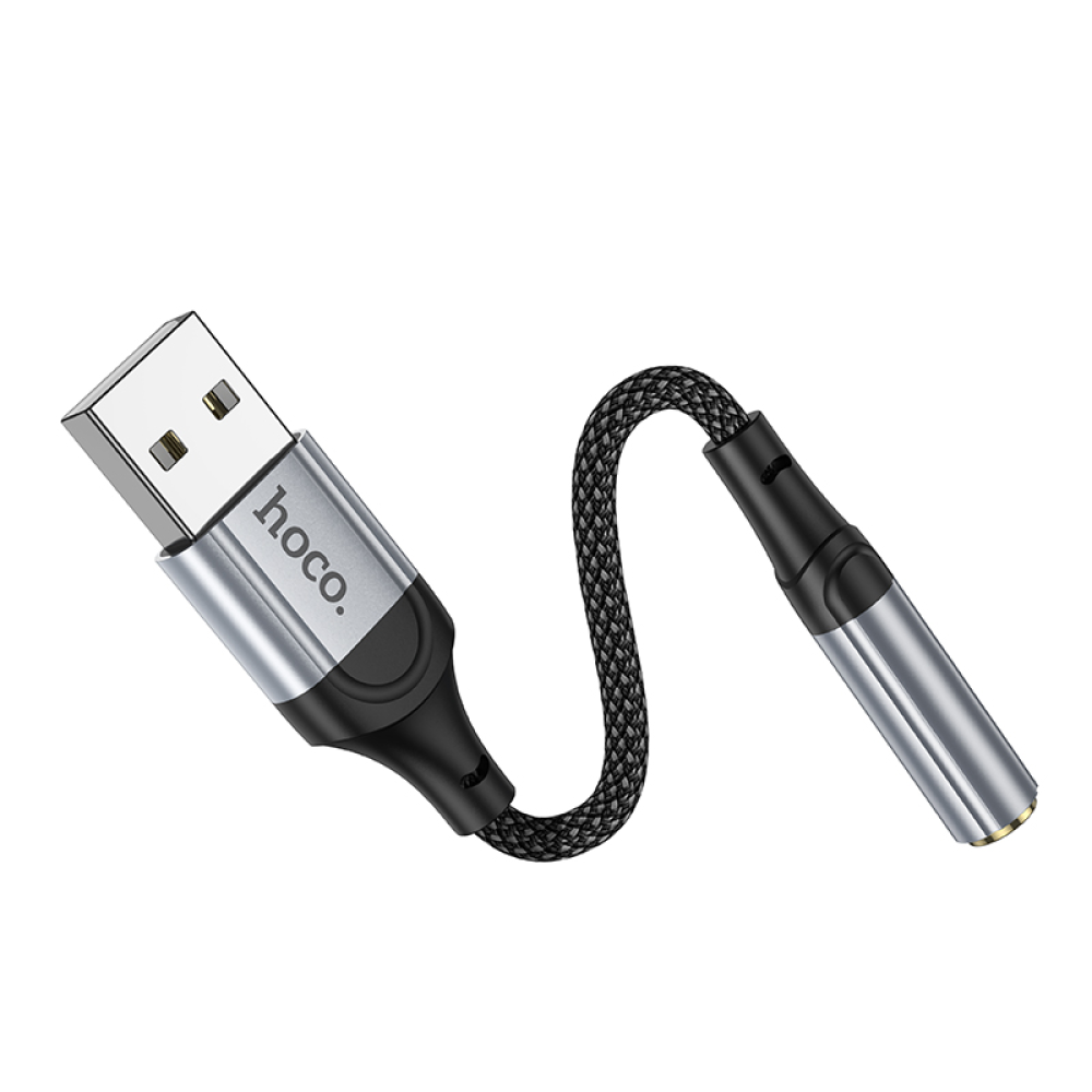 Адаптер переходник Hoco LS36 USB to Jack 3.5 (F) черный