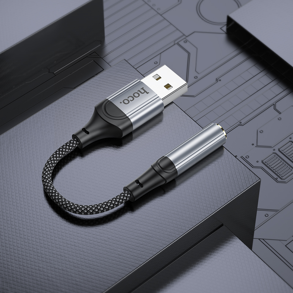 Адаптер переходник Hoco LS36 USB to Jack 3.5 (F) черный