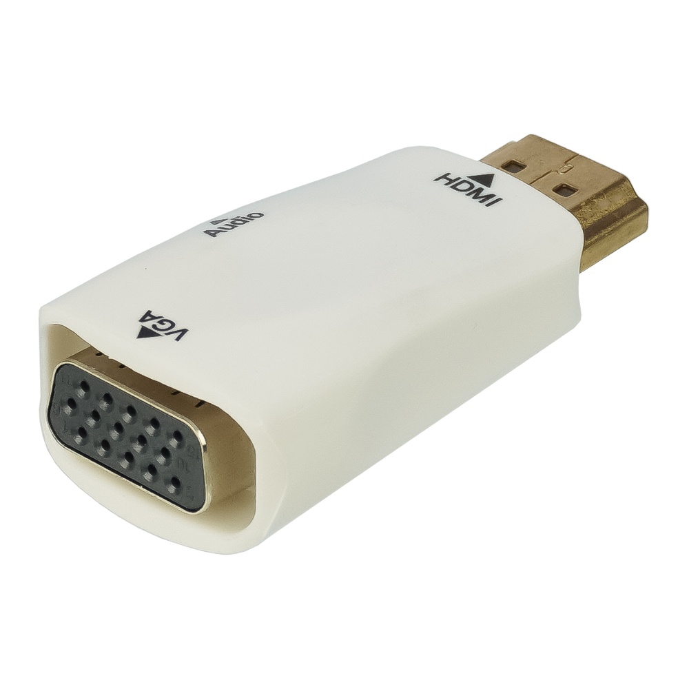 Адаптер переходник HDMI - VGA (F) + AUX (3.5) белый