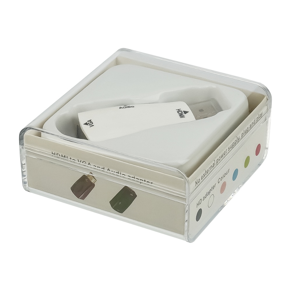 Адаптер переходник HDMI - VGA (F) + AUX (3.5) белый